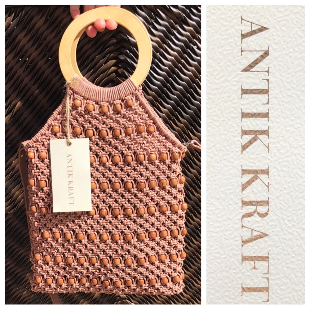 ANTIK KRAFT crochet beaded crossbody/ hobo bag